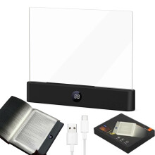 Smart LED Book Light, Rechargeable LED Clear Full Page Reading Light with 3 Colors & Timer, Dimmable Clear Flat Reading Light, Student Reading Lamp B