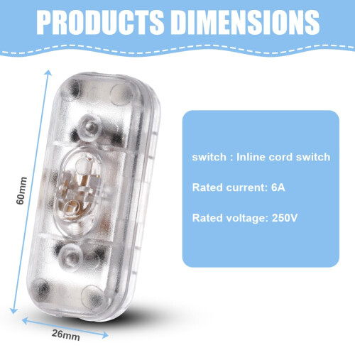 AXFEE 6A DP Inline Switch Torpedo Design 2 or 3 Core Double Pole 250V for D 1