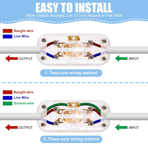 AXFEE 6A DP Inline Switch Torpedo Design 2 or 3 Core Double Pole 250V for D 2