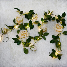 buywin Colorful Rose Fairy String Lights Artificial Flower Garland with LED Copper Light Strings, Rose Vine Lights Decor for Christmas Wedding Bouque