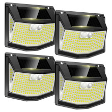 TECKNET Solar Motion Sensor Lights Outdoor, 248 LED Bright Garden Wall Lights, 3 Lighting Modes, 300 Wide Angle, IP66 Waterproof, Easy to Install Se