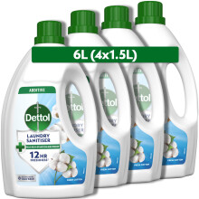 Dettol Laundry Sanitiser Antibacterial Fresh Cotton 6L Total 15L x 4pck 12h