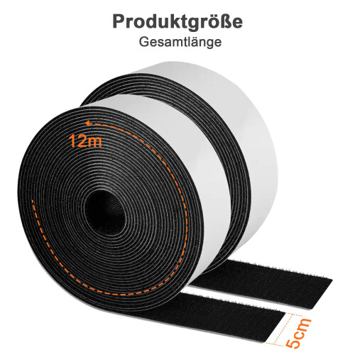 SURFOU Hook and Loop Tape 12 m x 50 mm Extra Strong SelfAdhesive DoubleSide 2