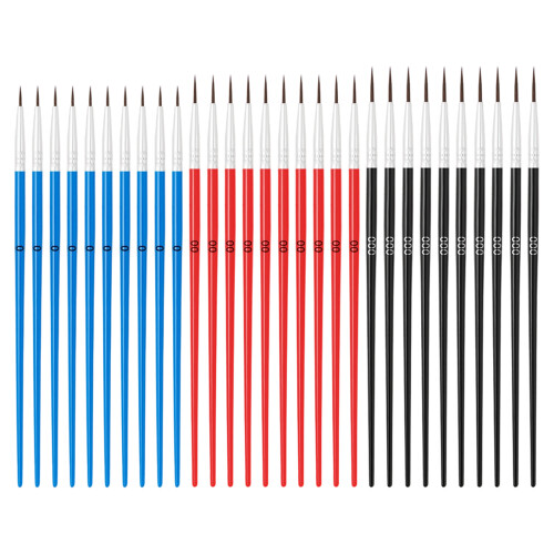 Pack of 30 Plastic Handle Fine Tip Art Brushes For-4 30