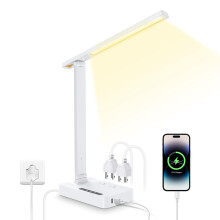 LAOPAO Desk Lamp with USB Charging Port: Power Strip with Surge Protection - 1 Type-C, 1 USB-A Charging Port, 2 AC Power Outlets, Desk Lamps for Home