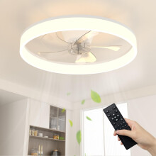 NIORSUN 50cm Ceiling Fans with Lights and Remote, 6 Speeds Modern Smart LED Ceiling Fan Light, 3000K-6500K Dimmable Quiet Fan Lights Ceiling for Bedr
