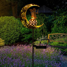 ZKLiLi Garden Solar Lights Pathway Stake Lights Moon Fairy with Angel Decor, Gardening Birthday Gift for Mom Grandma Friends, Outdoor Decor Light Wat