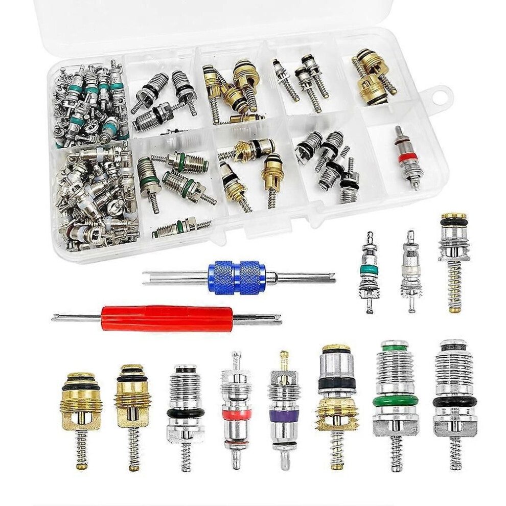 102Pcs Air Conditioning Valve Core Valve Cores A/C R12 R134a Accessories Kit, Valve Stem Cores Repai 9152359471572