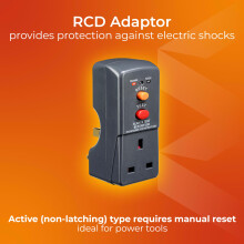 Masterplug Single Socket RCD Safety Adaptor Black