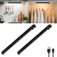 WILLED Under Cabinet Kitchen Lights,64 LED Rechargeable Cupboard Lights,Motion Sensor Lights Indoor,3 Colors Dimmable Wardrobe Lights for Closet,Stai