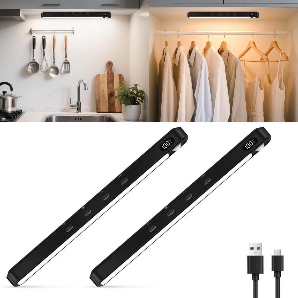 Willed Under Cabinet Kitchen Lights,64 Led Rechargeable Cupboard Lights,Motion Sensor Lights Indoor,3 Colors Dimmable Wardrobe Lights For Closet,Stai 56122596