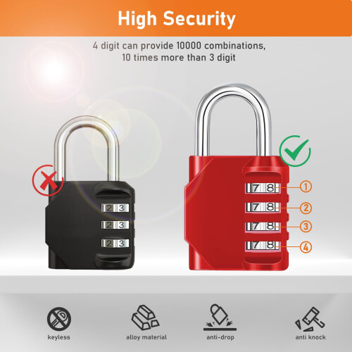 NAGE Padlocks with Code Combination Lock 4 Digit Gym Locker Padlocks Resett 1