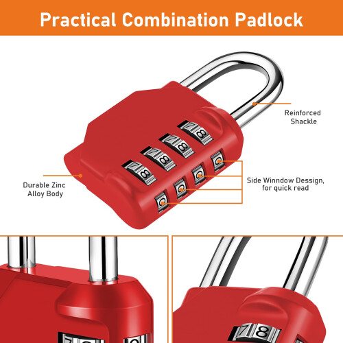 NAGE Padlocks with Code Combination Lock 4 Digit Gym Locker Padlocks Resett 2