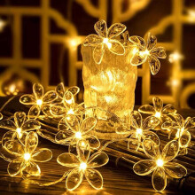 Fielegen 20 LED Cherry Blossom Flower String Lights 9.84FT Fairy Light Battery Powered String Lights Christmas Decorative Lights, Novelty Light for H