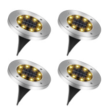 Solar Lights Outdoor Garden, 8 LEDs 4 Pack Solar Ground Lights IP65 Waterproof, Warm White Solar Powered Pathway Lights, Outdoor Solar Deck Lights fo