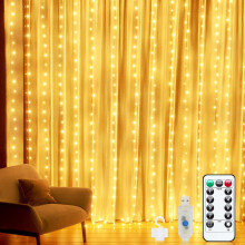 Buudala Curtain Fairy Lights, 3x3M 300 LED Curtain Light with Remote & Timer, 8 Modes & USB Hanging Window Fairy Lights, IP65 Waterproof String Light