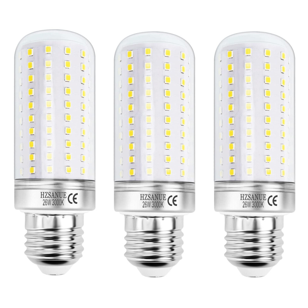 Hzsanue Led Corn Bulbs 26W, E27 Edison Screw Bulbs, 2900Lm, 3000K Warm ,200W Incandescent Bulbs Equivalent,Pack Of 3 White 30673960