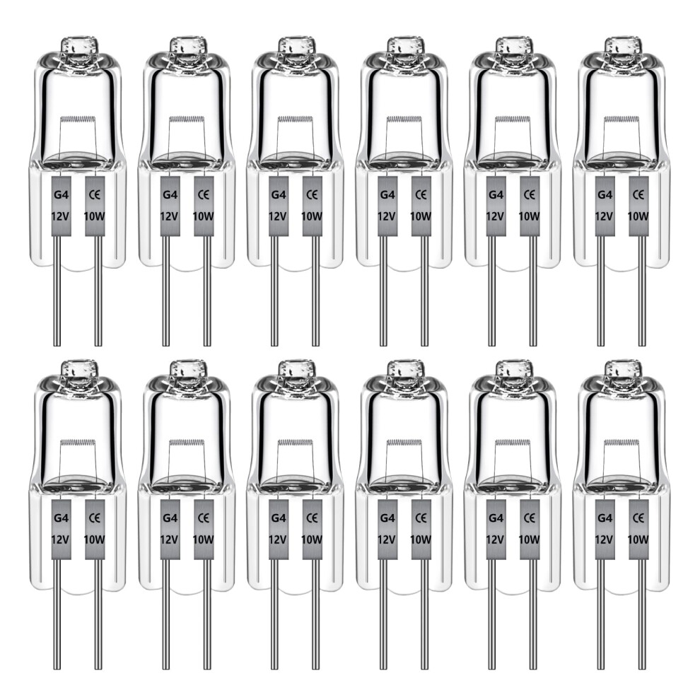 12 Pack G4 Halogen Bulbs 20W 12V, G4 Bulbs 20W 12V Clear Capsule 2 Pin Lamp Bulb, Dimmable G4 Halogen Bulbs Warm 2700K, For Chandeliers, Interi White 41840269