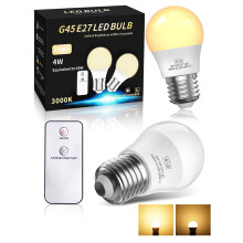 TobeBright LED E27 Remote Control Light Bulb 4W 350LM - Night Light Bulb Mode 0.4W 35LM, Golf Ball G45 E27 Screw Bulb Warm White 3000K