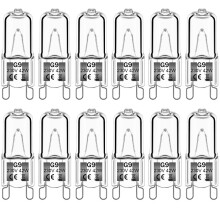 Haraqi 12 Pack G9 Halogen Bulbs 42W 230V 2800K Warm White 530lm,Clear Capsule Halogen Lamps Dimmable, No Strobe, No Flicker