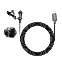 ZJ030MR USB C Lavalier Lapel Microphone, Clip On Omnidirectional Condenser Mic 20Hz-16KHz with Optional Muffs