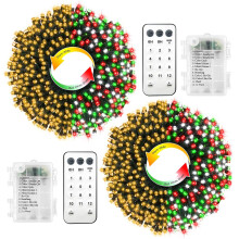 CCILAND 2 Pack Battery Powered Color Changing Christmas Lights, 10M 100 LED Warm White & Red White Green Christmas Tree Lights, 8 Modes String Lights