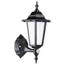 Bright Source Outdoor 7w Integrated LED 6-Sided Cage Lantern, Traditional Coach Style, PIR Motion Sensor, IP44, 550lm, Black, 4000K Cool White