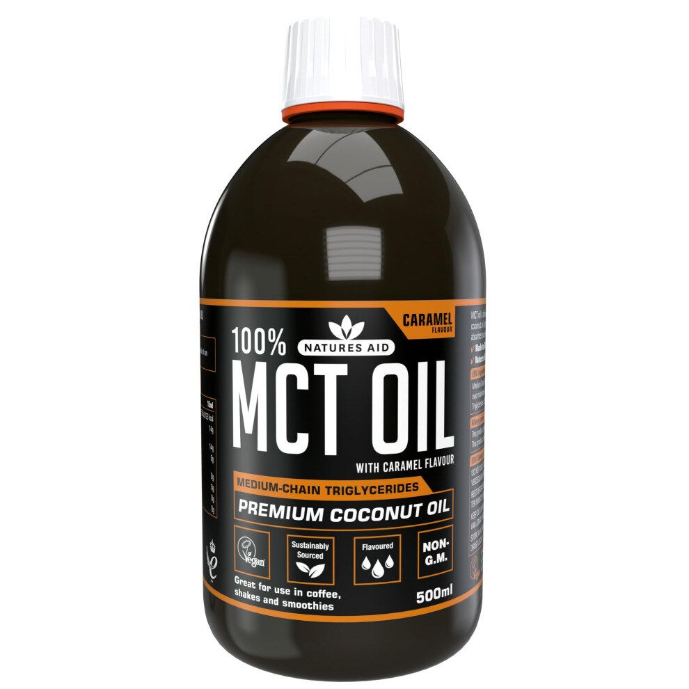 Natures Aid Mct Oil 500Ml Caramel Add To Coffee Shakes Smoothies Or Dressi