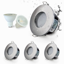 4XSweier LED Recessed IP65 Waterproof Downlight with LED GU10 Cool White 6000K GU10 Base for Bathroom and Kitchen Ceiling Spotlight, Downlight Cutout