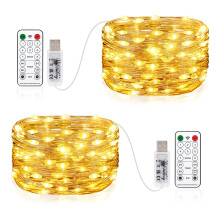 Vacoulery [2 Pack] Led Fairy Lights, 10M 100Leds USB Plug in Powered Lights Waterproof 8 Modes USB Fairy Lights with Remote Timer for Indoor Outdoor