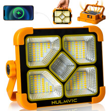 LED Work Light Rechargeable, Solar Powered Waterproof Work Light with Stand, 4 Lighting Modes Portable Led Lights for Car Repairing,Outdoor Camping,