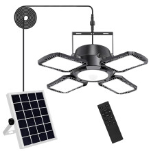 Auzev Solar Shed Light Indoor Outdoor Upgrade 176 LED 4 and 1 Heads Solar Powered Motion Sensor Pandent Daytime Work Lights with 4 Modes Remote Contr