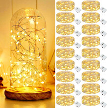 Kolpop 18 Pack Battery Fairy Lights Operated, 2M 20 LED String Lights Battery Powered, Waterproof Mini Twinkle Light, Warm White Small Fairy Llights