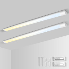 ALUSSO LED Batten Light 4FT, 3000K/4500K/6500K Selectable Integrated Tube Light, 40W 4800lm Super Bright Strip Lights, Wall Ceiling Mounted Garage Li