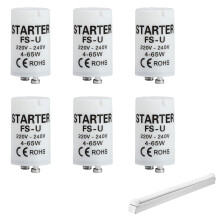 6 Pcs Starter for Fluorescent Light, Starter Motor for Fluorescent Tube, 220V-240V 4-65w for T8/T12 Tubes, Eco-Friendly Starter Kit with Condenser, S