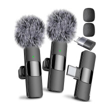 Mini langaton nappimikrofoni Langaton mikrofoni, yhteensopiva Androidin kanssa, yhteensopiva videotallennusvlogipodcastin
