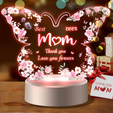 Yaleesgiff Gifts for Mum, Butterfly Acrylic Night Light Mum Birthday Gifts, Presents for Mum, Stepmum, Pregnant Mum, New Mum at Christmas, Birthday,