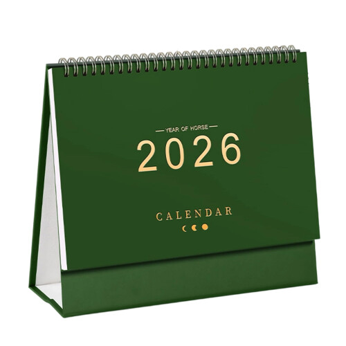 2026 monatlicher Desktop-Tischkalender, Tagesplaner,-dunkelgrün