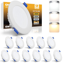Qingmiao LED Recessed Ceiling Lights, 6W Ultra Slim LED Downlights, Warm White 3000K Neutral White 4000K Cool White 6000K, IP44 Dimmable Spotlights f