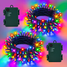 Gcstnn Fairy Lights Battery Operated 5M 50LEDs 2Pack, Multicoloured Battery Fairy Lights with Timer, Waterproof for Garden Christmas Bedroom Indoor O