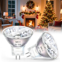 Blakapoo MR11 GU4 5W 6V Christmas Halogen Bulb, Bi-Pin Dimmable Spotlight Bulbs, 35 * 35mm Warm White 2700K, Low Voltage Reflector Light Bulb for Xma