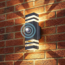 LASIDE Dusk Till/to Dawn Outdoor Wall Light, Max 35W GU10 Aluminium Up Down Outside Wall Light, IP65 Waterproof Anthracite Grey Garden Light for Fron