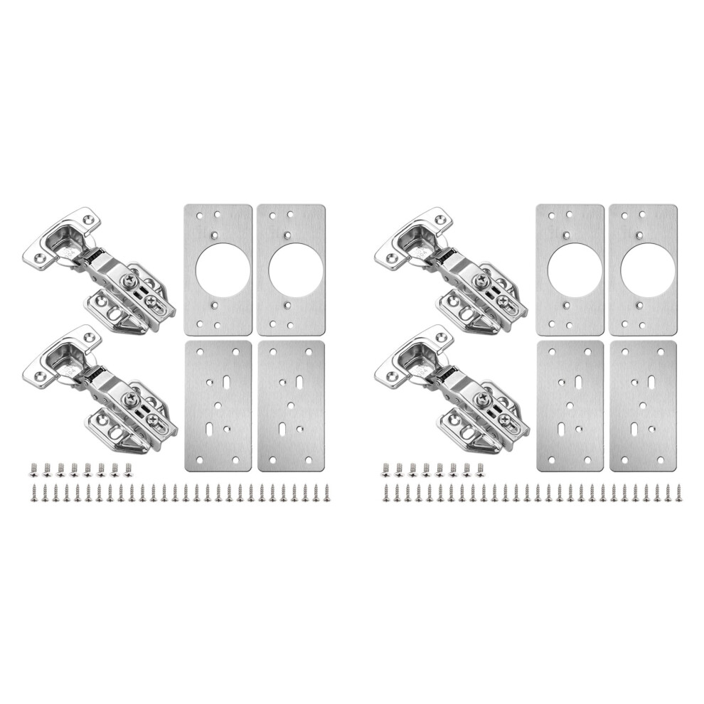 8Pack Cabinet Hinge Repair Plate With 4Pack Full Overlay Soft Closing Cabinet Hinges-Hinge Repair Kit Plate For Cabinet 6031015834001