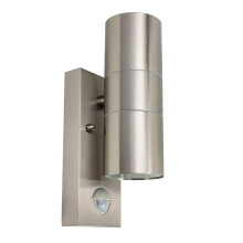 Allesgute Outside Wall Lights Mains Powered PIR Motion Sensor IP44 Up Down Outdoor Wall Lights Stainless Steel 240V for Patio Front Door Porch, No Bu