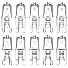 JUNSHI G9 ECO 28W=40W 240V,2800K Warm White,Dimmable 370 Lumens Safety Fused Halogen Clear Bulbs Lamps Capsules,10 Pack