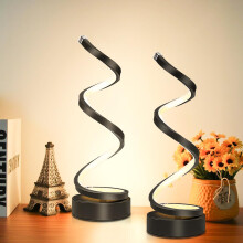 Black Bedside Lamps for Bedrooms,Bedside Lamps Set of 2 Dimmable,Led Spiral Table Lamp for Living Room,Decorative Desk Light,Black Desk lamp Home Off