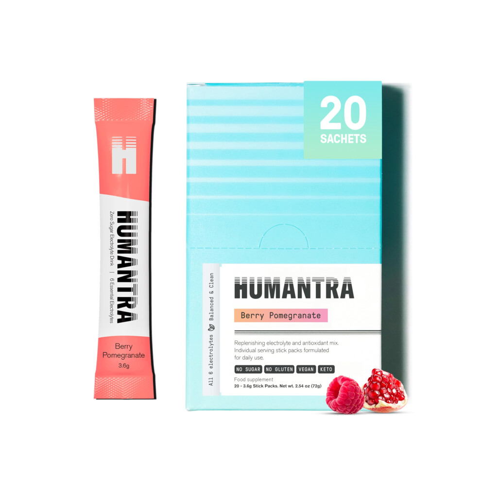 Humantra Electrolytes Powder Berry Pomegranate Flavor 20Ct Powdered Hydra