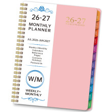 2026 Planner Twin Coil Binding Weekly Monthly Notebook for-Pink