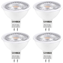 SANSUN 5W MR16 LED Bulbs, 12v 50w Halogen Replacement, GU5.3 Bi-Pin Base, Daylight White 4000K, Non-Dimmable, (Pack of 4)
