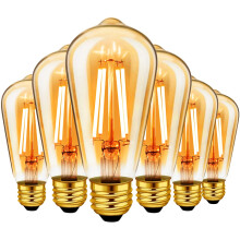 LVWIT LED Filament ST64 E27 Bulb (Fat lamp Cap) - 6.5W is Equivalent to 53W, 685 lumens, and Warm White Light 2500K. Retro Light Bulb, Non-Adjustable